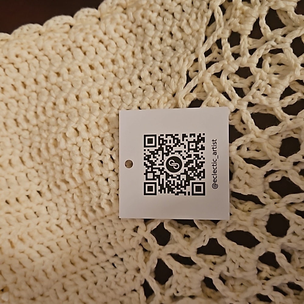 Hand Crafted Crochet Crop-Top Handmade Fishnet Swim Design Cream Summer Layer OS - Picture 13 of 17